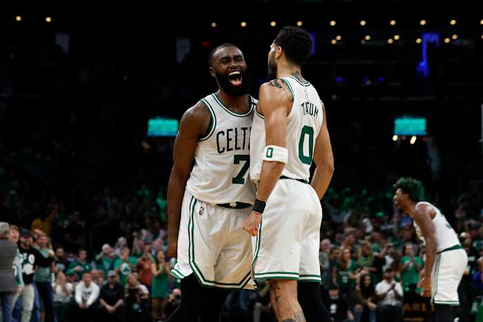 Boston Celtics guard Jaylen Brown, forward Jayson Tatum